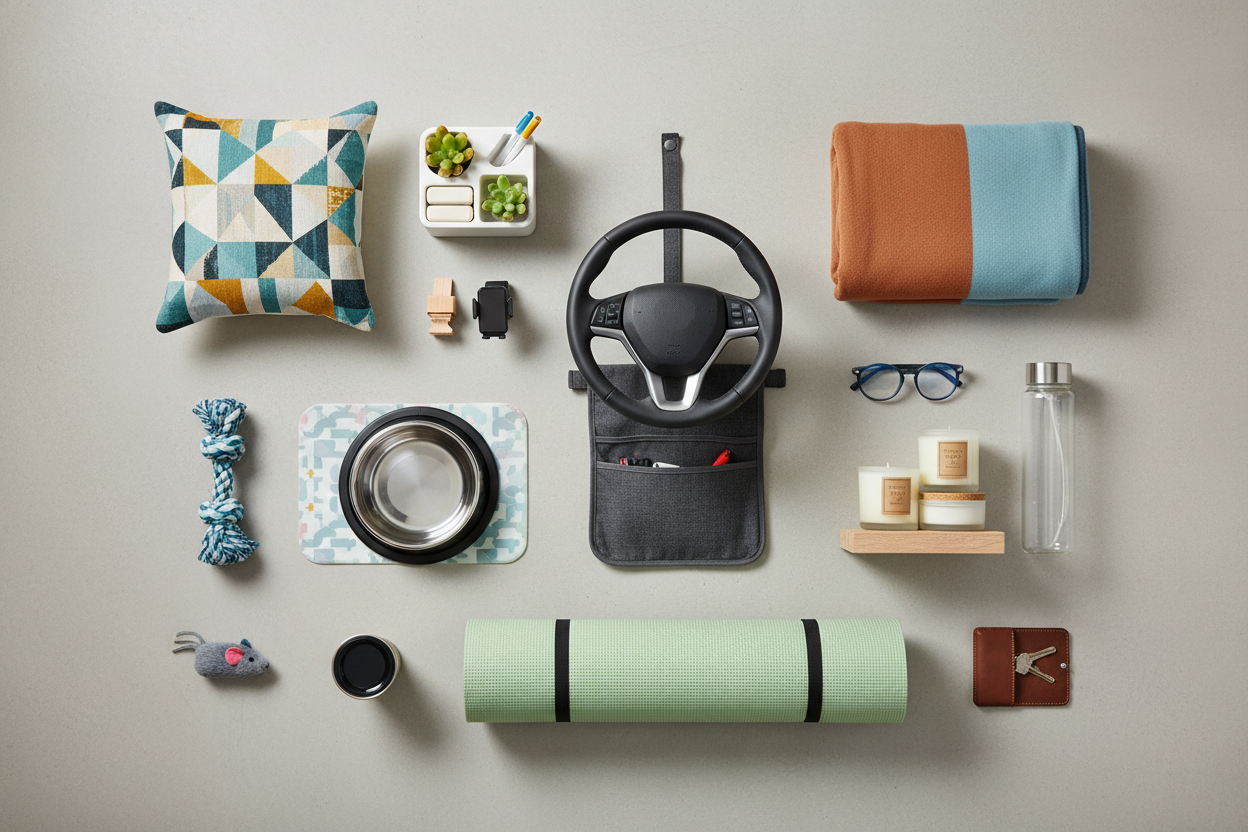 a lot of stuffs for home, pets and car